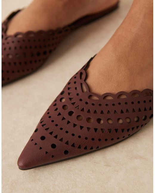 ASOS Natural Labyrinth Cut-out Pointed Flat Mules