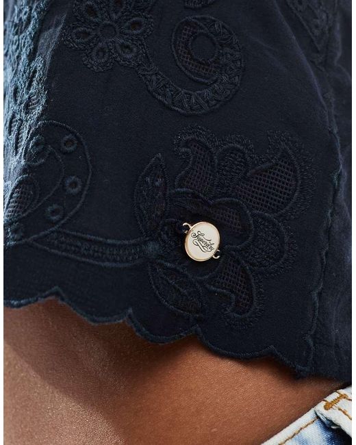 Superdry Blue Ibiza Embroidered Cami Top