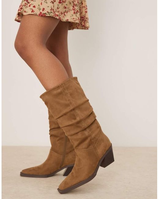 ASOS Natural Chosen Slouchy Western Knee Boots