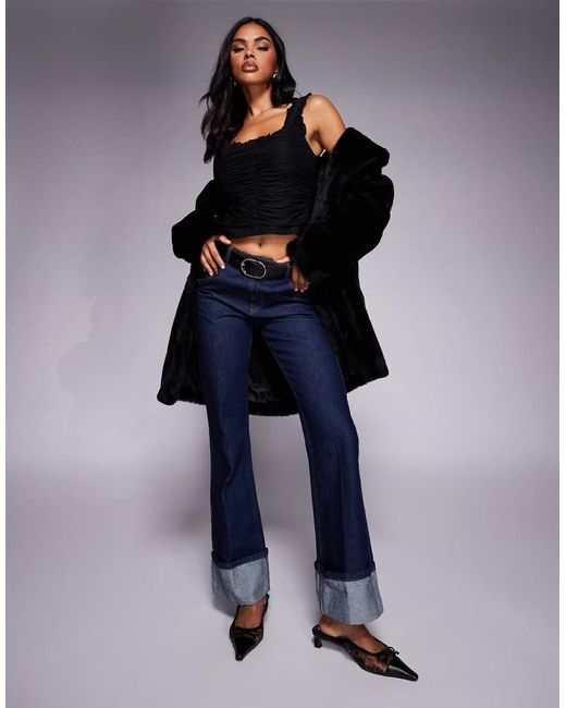 ASOS Black Ruched Milkmaid Button Front Detail Top
