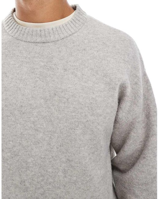 Jack & Jones Gray Oversize Fluffy Jumper for men