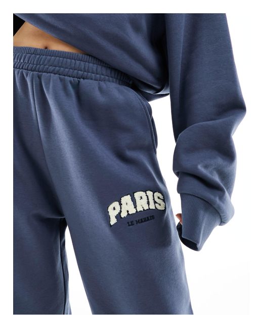ASOS Blue Oversized jogger Co-ord With Paris Graphic