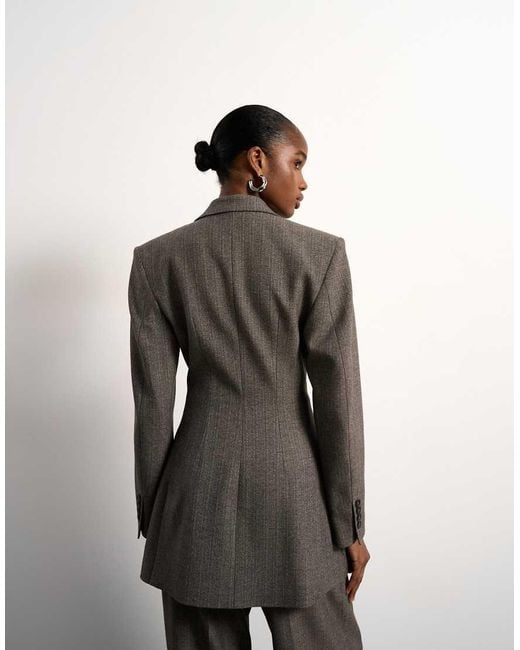TOPSHOP Gray Tolu Coker X Cinched 80s Blazer