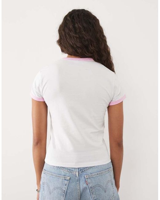 ASOS White Short Sleeve Baby Tee With Contrast Ringer