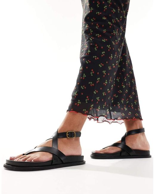 Mango Black Leather Strappy Sandal