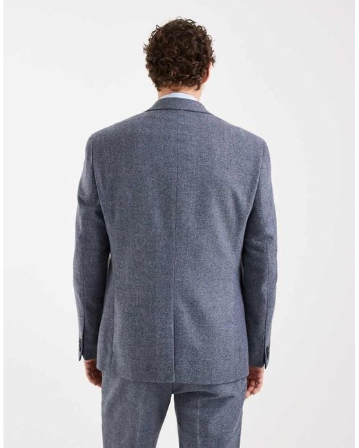 ASOS Blue Wool Mix Slim Suit Jacket for men