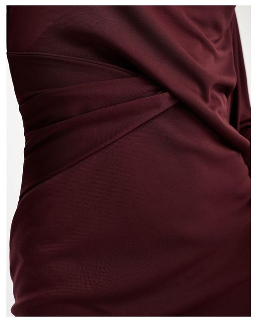 ASOS Purple One Shoulder Premium Draped Maxi Dress With Train Detail