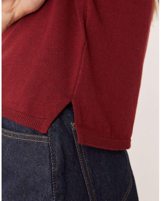 Jdy Red – t-shirt aus strickstoff