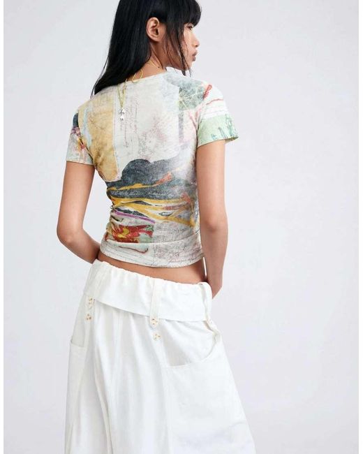 Desigual White Printed T-Shirt 100% Cotton