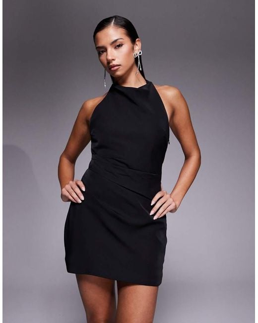 Forever New Blue Structured Halter Neck Mini Dress