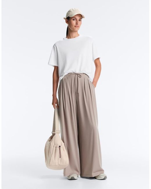 Oysho Gray Light Touch Wide-leg Trousers