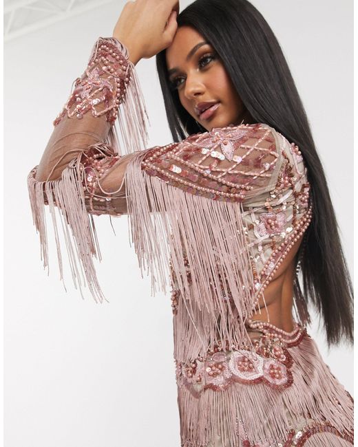 Plunge tassel dress outlet