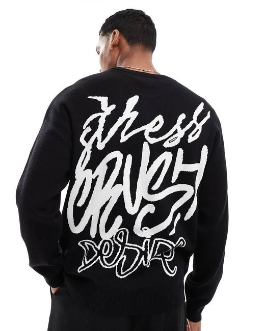 Bershka Black Crush Knitted Jumper for men