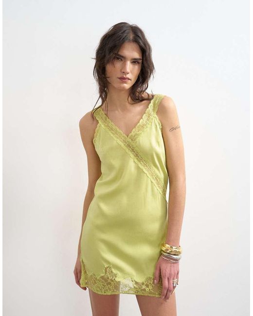 TOPSHOP Multicolor Vintage Lace Mini Slip Dress