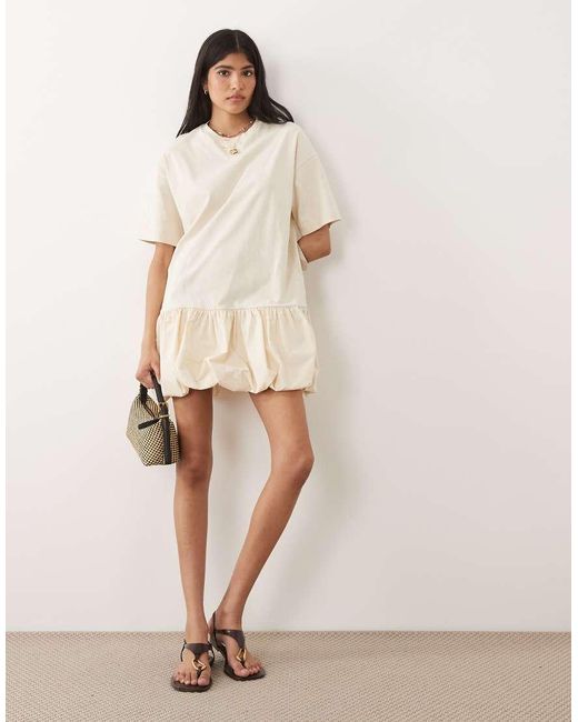 Miss Selfridge Natural Drop Waist Bubble Hem Mini Dress