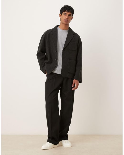 ASOS Black Wool Look Boxy Blazer for men