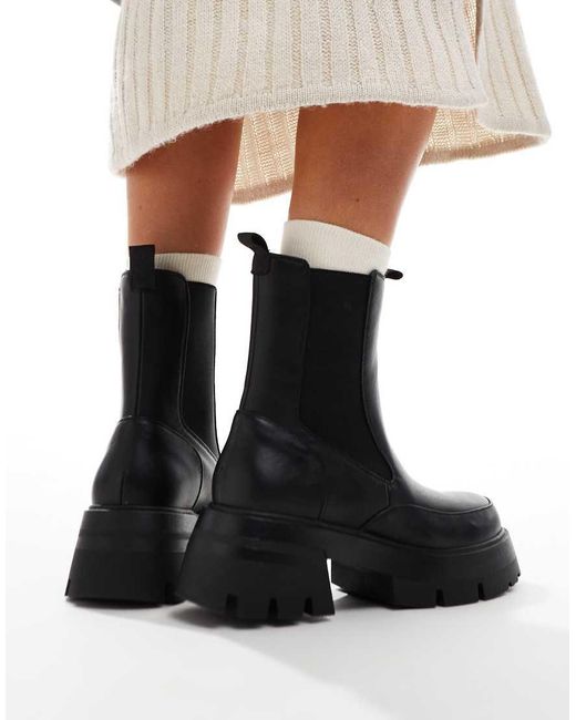 Public Desire Black Public Desire Impulsive Wide Fit Chunky Sole Chelsea Boots