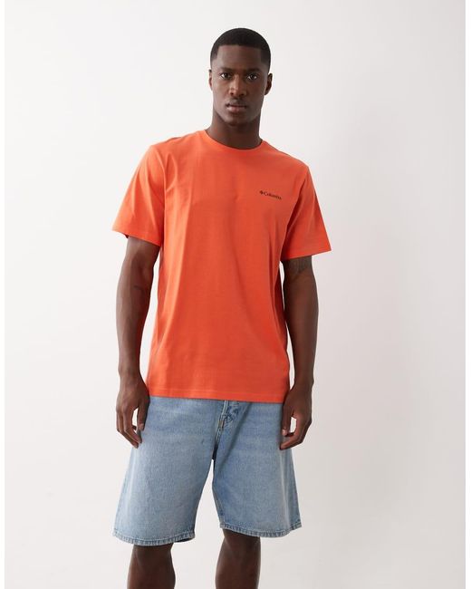 Columbia Orange Csc Box Logo Back T-Shirt for men