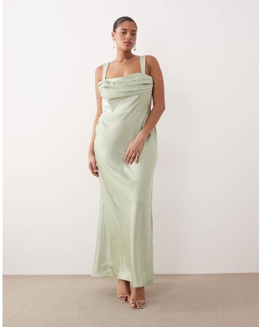 asos green satin maxi dress ASOS DESIGN satin tape halter maxi dress in green