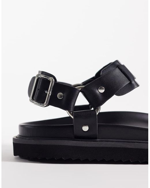 ASOS Blue Three Strap Sandals With Metal Hardware for men