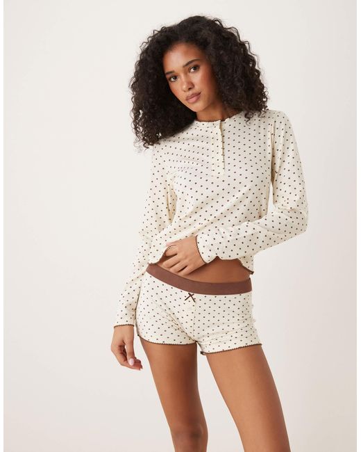 ASOS Natural Mix & Match Long Sleeve Pajama Top