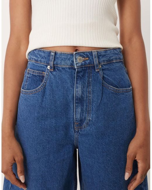 ASOS Blue Asos Design Tall High Waist Barrel Leg Jeans