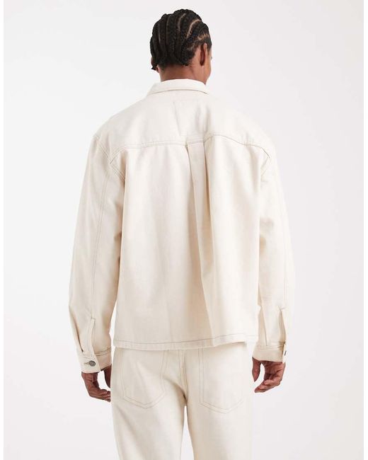 ASOS Natural Circular Design Collection Co-Ord Heavyweight Denim Shirt for men