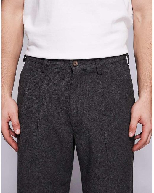 Prohibited Black Double Pleated Wool Look Club Trousers for men