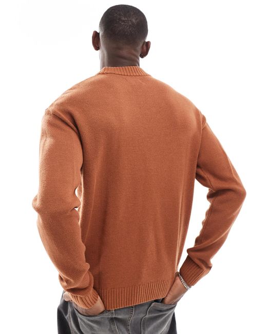 Jack & Jones – gerippter oversize-pullover aus grobstrick in Brown für Herren