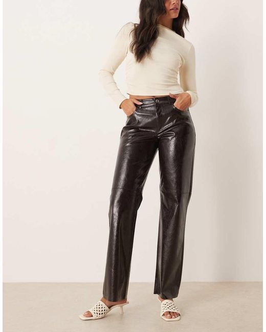 Jdy Natural Stitch Detail Faux Leather Trousers