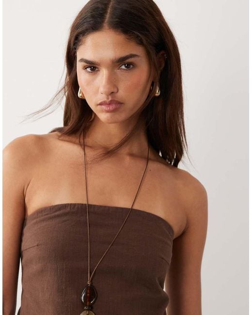 BRONZE SNAKE Brown Nora Cotton Bandeau And Trouser Set