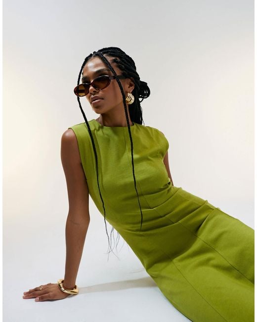 ASOS Green – ärmelloses midi-sommerkleid aus baumwolle
