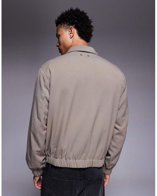 River Island Gray Zip Up Harrington Jacket for men