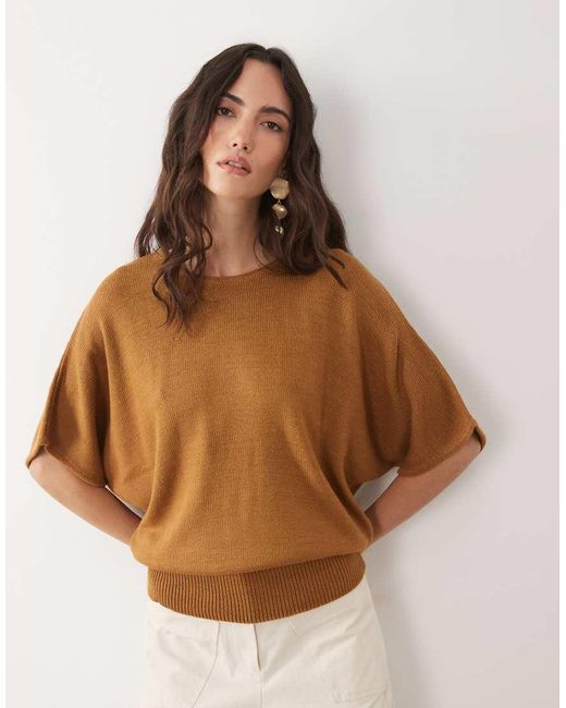 ASOS Knitted Batwing Top To Brown