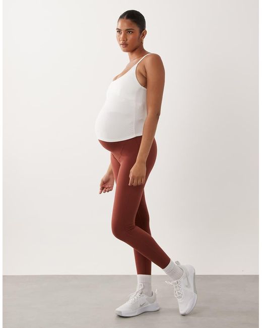 4505 Brown Maternity Scoop Neck Vest With Inner Bra And Adjustable Straps