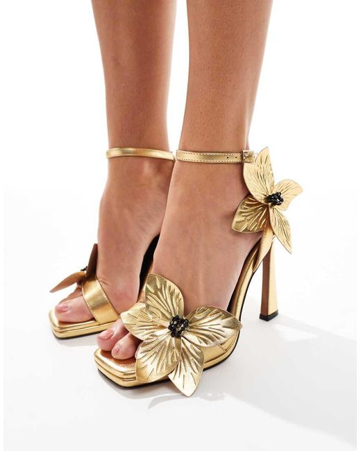 ASOS White Nettle Flower Detail High Heeled Sandals