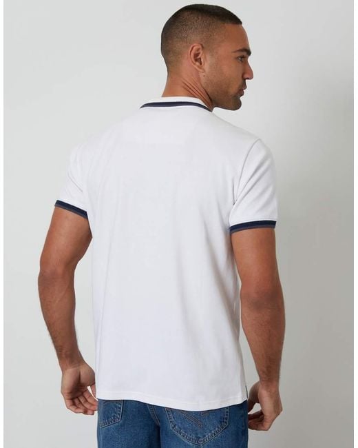 Threadbare White Jetted Pocket Cotton Polo Shirt for men