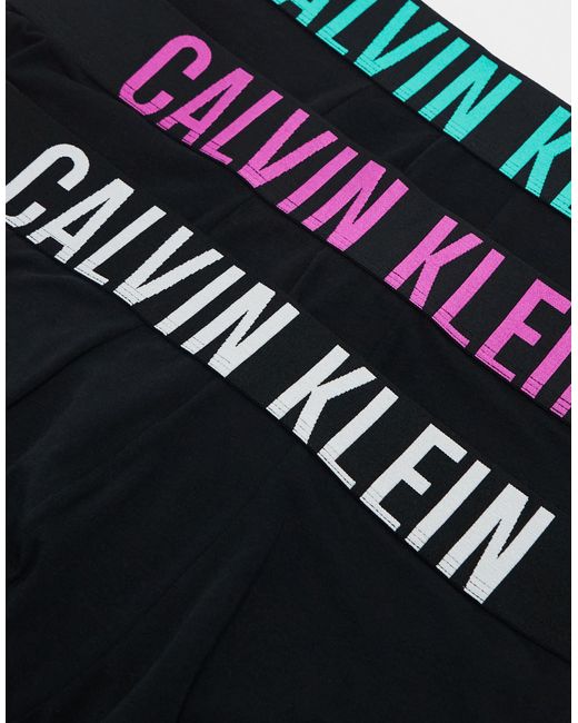 Intense power cotton stretch - confezione da 3 paia di boxer aderenti neri con elastico di Calvin Klein in Black da Uomo