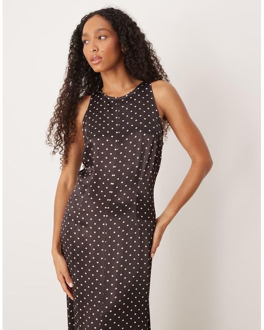 ASOS Natural Racer Satin Maxi Dress