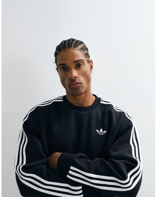 Adidas Originals Black Three Stripe Sweatshirt for men