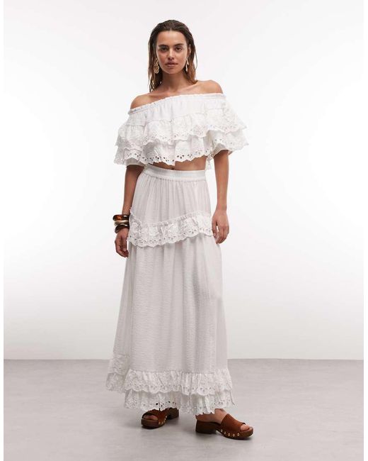 ASOS White Cutwork Lace Detail Co-Ord Bandeau Top