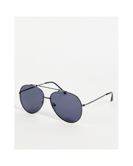 SVNX Black Round Aviator Sunglasses for men