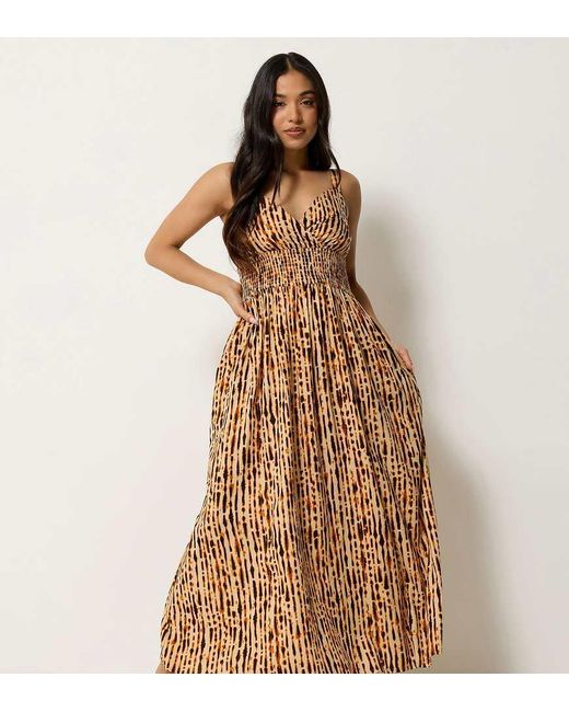 PixieGirl Brown Petite Tie Dye Wrap Maxi Dress
