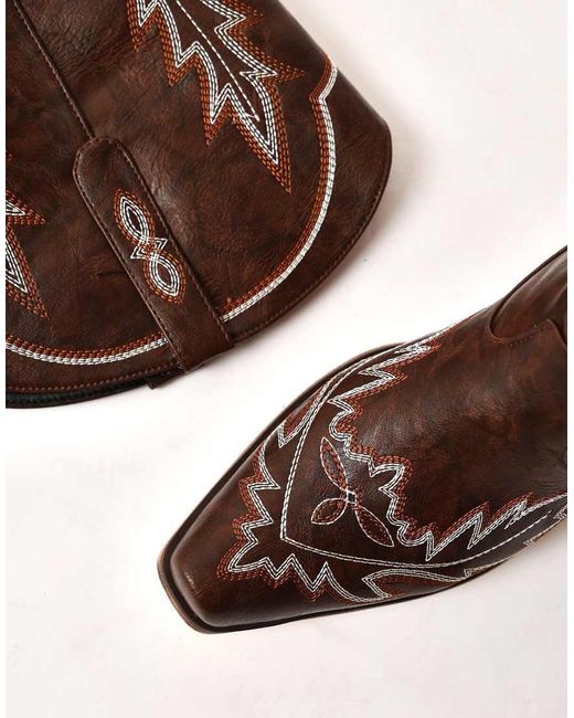 GIA STUDIOS Brown Plus Size Wide Leg Fit Cowboy Western Boots