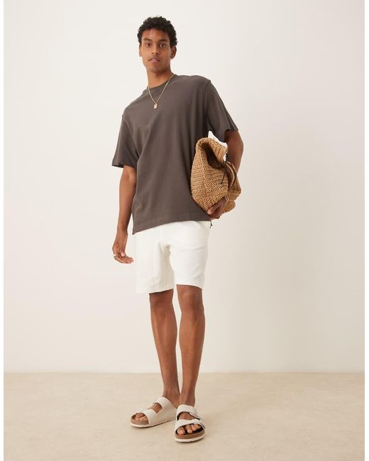 Mango Brown Textured Regular Fit T-shirt for men