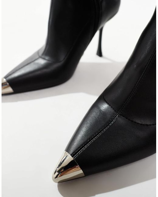 Schuh Black Babette Sock Heeled Ankle Boots With Toe Cap