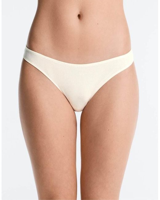 Oysho Blue 5 Cotton Rib U-Cut Brazilian Briefs