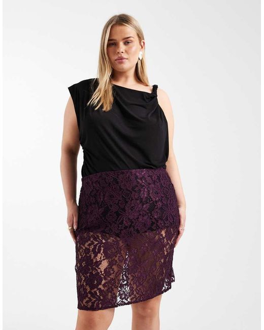 ASOS Red Asos Design Curve Sheer Lace Knee Length Skirt