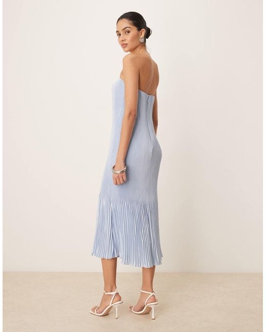Abercrombie & Fitch Giselle Strapless Pleat Maxi Dress in Blue | Lyst