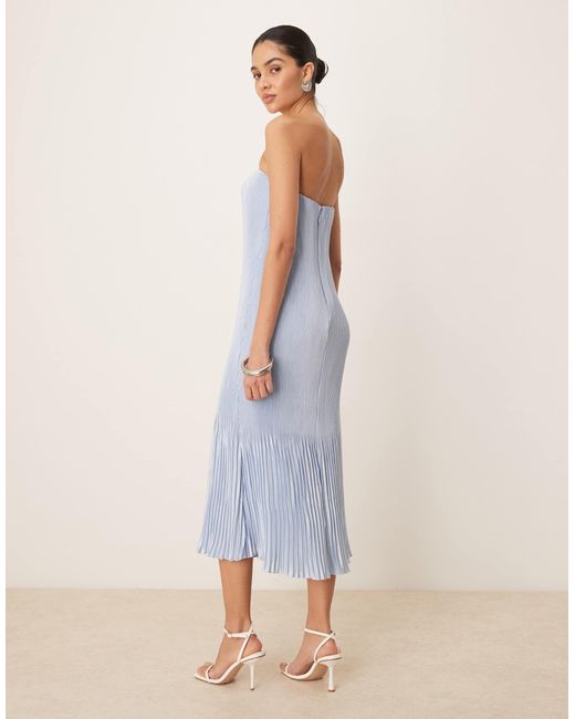 Abercrombie & Fitch Blue – giselle – trägerloses plissee-maxikleid